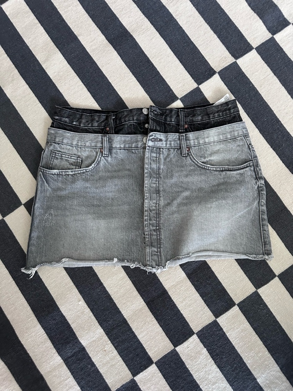 Zara Gray Denim Mini Skirt, Double Waisted